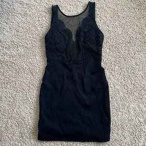 Lulus black mesh/lace mini bodycon dress